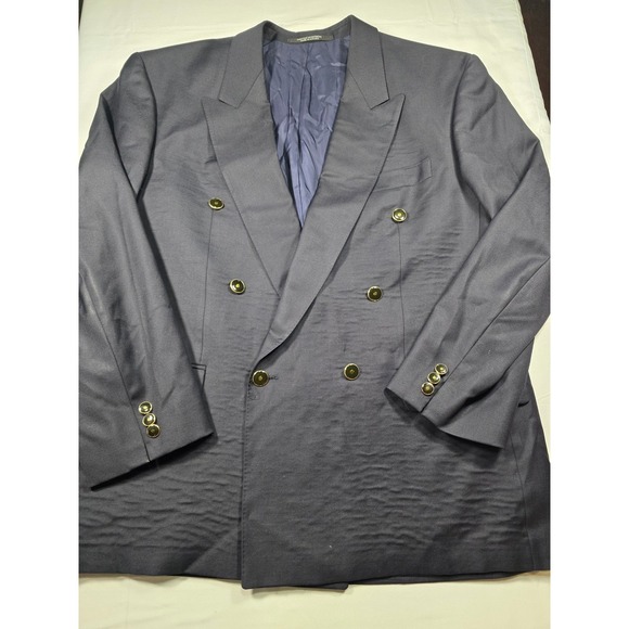 Massimo Pascali Vitale Barberis Canonico Black Wool Double Breasted Blazer 46R